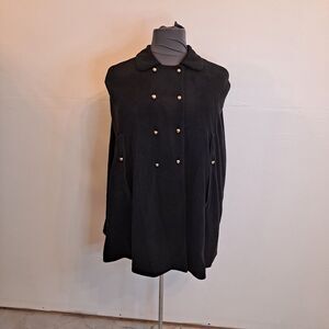 Zanzea Collection Cape Coat Black Fleece Size 5XL (See Measurements) Lightweight